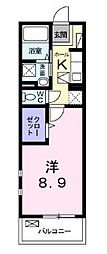 アルカディアN1 1Kの間取図画像
