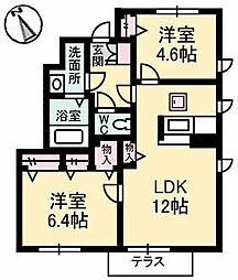 シャーメゾンカスガB 2LDKの間取図画像