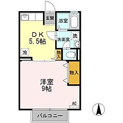 グランツ屋島 1DKの間取図画像