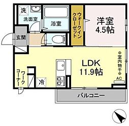 リビエール2 1LDKの間取図画像