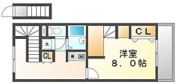 レオパレス花 1Kの間取図画像
