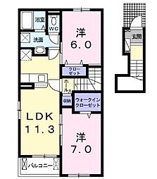エクセレントスクエアB 2LDKの間取図画像