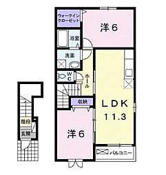 コンフォート切ノ川 2LDKの間取図画像