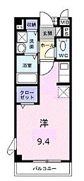 カーサ木太2 1Kの間取図画像