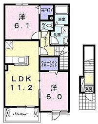 ガーデンプレイスD 2LDKの間取図画像