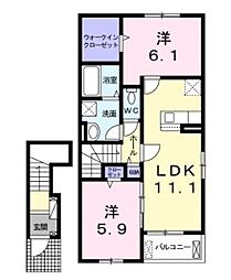 アリストレジデンス西館 2LDKの間取図画像