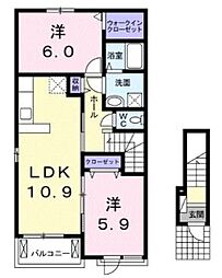 ルミエールKAMEDA1 2LDKの間取図画像