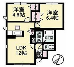 スカイランドB 2LDKの間取図画像
