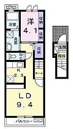 エルディム天野 1LDKの間取図画像