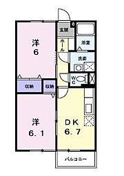 サンスクエア21B 2DKの間取図画像