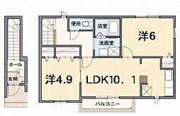 サンハローD 2DKの間取図画像