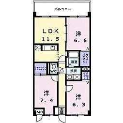 オーブ木太 3LDKの間取図画像
