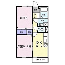 アメニティハイツカワシマC 2DKの間取図画像