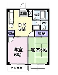 ハイツおおいし 2DKの間取図画像