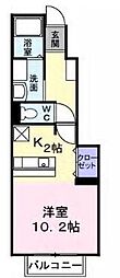 来夢一番館B 1Kの間取図画像