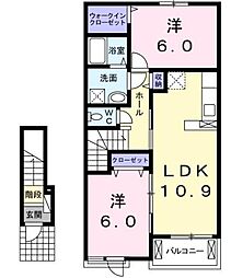 リバーサイド三日月 2LDKの間取図画像