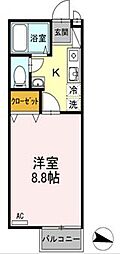 セジュール・栗林南 1Kの間取図画像