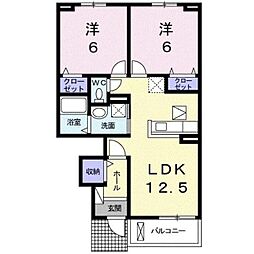 クラール木太G 2LDKの間取図画像