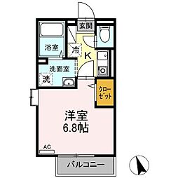 ホワイトウイング 1Kの間取図画像