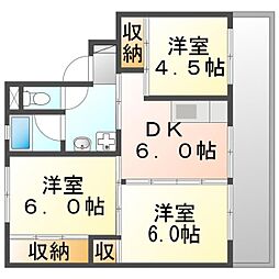 ビレッジハウス野間田2 3DKの間取図画像