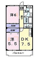 ルレーブロイヤル 2DKの間取図画像