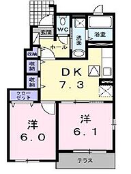 アルテスタ 2DKの間取図画像