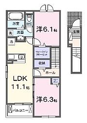 丸亀市今津町アパート 2LDKの間取図画像