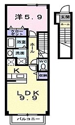 カリーノ 1LDKの間取図画像