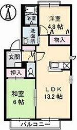 エクセルメゾンA棟 2LDKの間取図画像