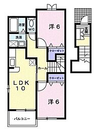 サン・フォレスト 2LDKの間取図画像