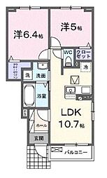 高松市林町アパート 2LDKの間取図画像