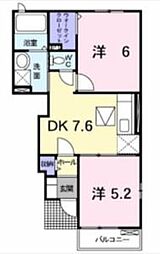 グランドフィールドC 2DKの間取図画像