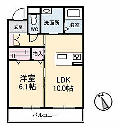 ベレオ木太町 1LDKの間取図画像