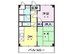 ハイツ山下 2DKの間取図画像