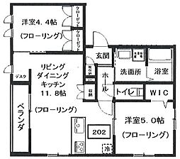 メゾンブラッシュ代々木上原 2LDKの間取図画像