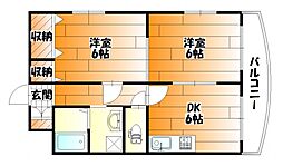 グレース長束 2DKの間取図画像