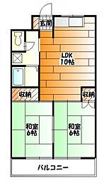 コーポ・カワチ 2LDKの間取図画像