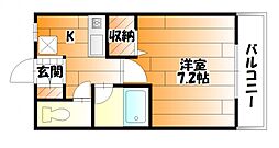 JR可部線 安芸長束駅 徒歩8分の賃貸マンション 1階1Kの間取り