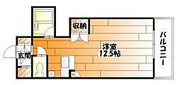 JR可部線 下祇園駅 徒歩4分の賃貸マンション 3階ワンルームの間取り