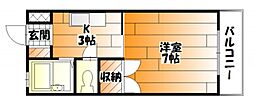 JR可部線 安芸長束駅 徒歩3分の賃貸アパート 1階1Kの間取り