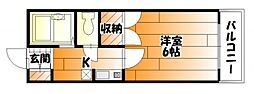 JR可部線 下祇園駅 徒歩4分の賃貸マンション 3階1Kの間取り