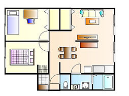 JR可部線 中島駅 徒歩15分の賃貸マンション 2階2LDKの間取り