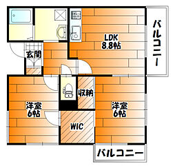 広島電鉄1系統 宇品2丁目駅 徒歩2分の賃貸アパート 1階2LDKの間取り