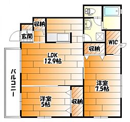 JR可部線 安芸長束駅 徒歩20分の賃貸アパート 1階2LDKの間取り