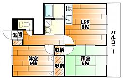 JR可部線 安芸長束駅 徒歩23分の賃貸アパート 1階2LDKの間取り