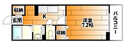 JR可部線 古市橋駅 徒歩7分の賃貸アパート 2階1Kの間取り