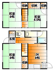 JR可部線 下祇園駅 徒歩10分の賃貸一戸建て 1階3DKの間取り