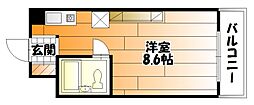 コーポラス岡本 ワンルームの間取図画像
