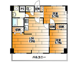 アンジェ祇園 2LDKの間取図画像