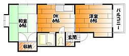 チェリス下祇園 2DKの間取図画像
